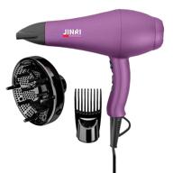 jinri 1875w professional salon hair dryer ionic infrared blow dryer: with diffuser & concentrator attachments, perfect for curly hair - black (m) logo