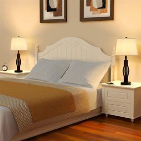 img 2 attached to 🔌 Set of 2 USB Table Lamps - White Modern Table Lamps with USB Ports for Living Room - 25 Inch Desk Lamp Nightstand Lamp for Bedroom and End Table