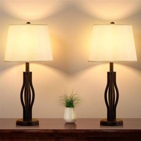 img 3 attached to 🔌 Set of 2 USB Table Lamps - White Modern Table Lamps with USB Ports for Living Room - 25 Inch Desk Lamp Nightstand Lamp for Bedroom and End Table