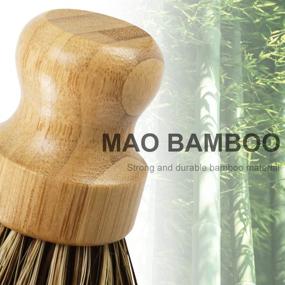 img 3 attached to 🧽 Multipurpose Bamboo Dish Scrub Set with Ceramic Soap Dispenser - Ideal for Cleaning Pans, Vegetables, and Bathrooms