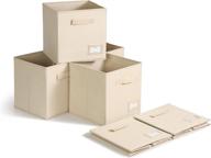 safari foldables 2-handle fabric storage cube closet organizer in cream beige - pack of 6 logo