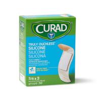 🩹 curad truly ouchless silicone adhesive bandages: gentle fabric bandages for delicate, sensitive skin (50 count, 3/4x3) logo