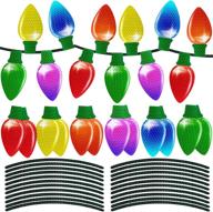 🎄 decorate your car with festive cheer: 24-piece reflective bulb light magnets for refrigerator, xmas holiday ornaments set with 48 magnetic wires logo