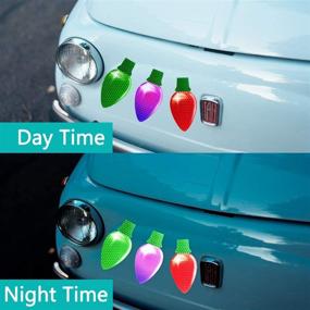 img 1 attached to 🎄 Decorate Your Car with Festive Cheer: 24-Piece Reflective Bulb Light Magnets for Refrigerator, Xmas Holiday Ornaments Set with 48 Magnetic Wires