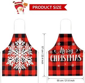 img 3 attached to 🎄 4-х часть Рождество клетчатый фартуки: Регулируемый Рождественский фартук с Оленями и Снежинками, а также с поздравительной надписью "Merry Christmas" и клетчатый фартук для кухни (Стиль 3)