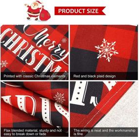 img 2 attached to 🎄 4-х часть Рождество клетчатый фартуки: Регулируемый Рождественский фартук с Оленями и Снежинками, а также с поздравительной надписью "Merry Christmas" и клетчатый фартук для кухни (Стиль 3)