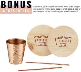 img 1 attached to Premium Moscow Mule Copper Mugs Set: 100% Authentic, Tarnish-Resistant, 16oz, with Coasters, Straws, and Shot Glass