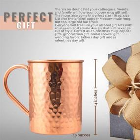 img 3 attached to Premium Moscow Mule Copper Mugs Set: 100% Authentic, Tarnish-Resistant, 16oz, with Coasters, Straws, and Shot Glass