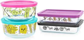 img 4 attached to 🌌 Grab Your Galactic Goodies with Pyrex 4-cup Decorated 8-pc Set - Star Wars Food Storage!