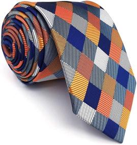 img 1 attached to 🧡 SHLAX WING Neckties: Orange Checkered Design