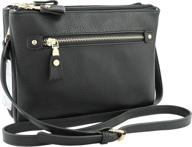 👜 b brentano vegan multi-zipper double pocket crossbody handbag purse for stylish storage options logo
