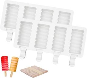 img 4 attached to 🍦 Cakesicles Mold, Ozera 2 Pack 4 Cavities Silicone Popsicles Molds Maker Ice Cream Mold - Easy Release Ice Cake Pop Mold for DIY Popsicle, Cake with 50 Wooden Sticks