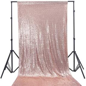 img 4 attached to 🌟 TRLYC Rose Gold Sequin Backdrop Curtain: Sparkling 4x7ft Glitter Photography Backdrop for Party, Wedding, Christmas & More!