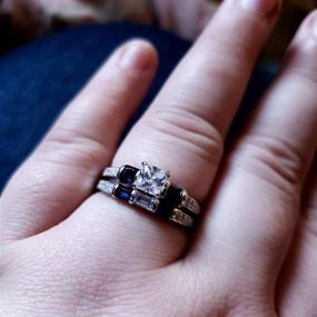 img 2 attached to 💍 Комплект обручальных колец для женщин от Wuziwen: Созданный из кубического циркония сапфир голубого цвета из серебра стерлингового качества. Элегантность.