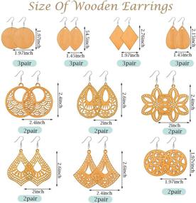 img 3 attached to 🔖 296-Piece Unfinished Wooden Dangle Earring Set | 48 Blank Wooden Pendants Teardrop Earrings with Hooks | 200 Jump Rings for DIY Earrings | 10 Styles | Dark Wood Color