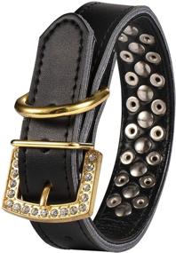 img 2 attached to LOVPE Luxury Gold Rhinestone Buckle Dog Collar with Soft Leather, Mushrooms Rivet, and Gold Spikes - Studded Personalized Collar for Small, Medium, Large Dog Breeds like Pit Bulls