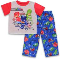 👶 pj masks toddler boys 2-piece short sleeve pants pajama set logo