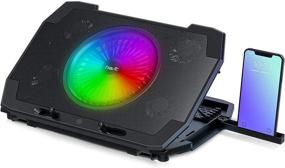 img 4 attached to Enhance Gaming Performance with Havit RGB Laptop Cooling Pad: 5 Fans, Phone Stand, and 6 Adjustable Heights for 13-17.3 Inch Laptops