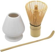 🍵 authentic bskifnn japanese tea set - matcha ceremony accessories for beginners: whisk, whisk holder, and tea spoon (white) logo