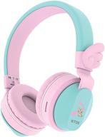 riwbox bt05 bluetooth kids headphones wireless foldable headset over ear with volume limited and mic/tf card compatible for ipad/iphone/tablet (pink&amp logo