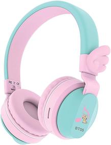 img 4 attached to Riwbox BT05 Bluetooth Kids Headphones Wireless Foldable Headset Over Ear With Volume Limited And Mic/TF Card Compatible For IPad/IPhone/Tablet (Pink&Amp