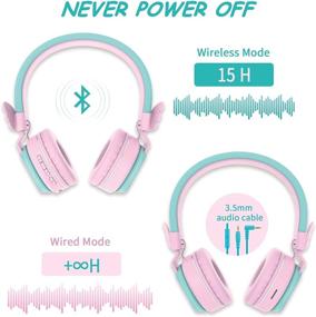 img 1 attached to Riwbox BT05 Bluetooth Kids Headphones Wireless Foldable Headset Over Ear With Volume Limited And Mic/TF Card Compatible For IPad/IPhone/Tablet (Pink&Amp