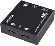 dtech 1x2 hdmi splitter: 4k 60hz yuv 420 1080p with hdcp, edid, 3d, led indicator - ideal for tv monitor sharing screen signals logo
