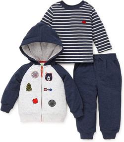 img 1 attached to 👶 Little Me Toddler Jogger Heather Boys' Clothing and Fashion Hoodies-Sweatshirts