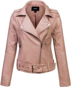 img 4 attached to KOGMO Womens Breasted Leather Jacket M Sky_Blue Women's Clothing