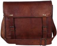 stylish full grain leather messenger bag for men and women by rustic town - perfect laptop satchel for office and everyday use (15 inch, brown) logo