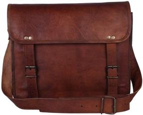 img 4 attached to Stylish Full Grain Leather Messenger Bag for Men and Women by Rustic Town - Perfect Laptop Satchel for Office and Everyday Use (15 Inch, Brown)