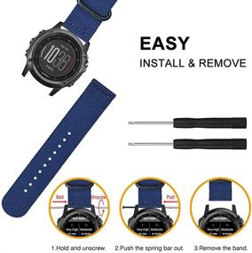 img 1 attached to 📦 Fintie 26мм премиальный браслет из плетеного найлона для часов Garmin Fenix 5X Plus/Tactix Charlie - регулируемый ремешок, совместимый с умными часами Fenix 5X/5X Plus/3/3 HR