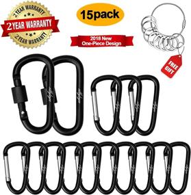 img 3 attached to 🔑 Silbyloyoe Carabiner Clip, 15 Pack – Durable and Reliable Keychain Carabiners for Outdoor Sports and Travel (Black)