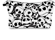 💄 roomy nightmare before christmas pattern cosmetic bag for women - adorable makeup bags for travel, toiletries & accessories organization logo