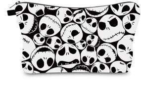 img 4 attached to 💄 Roomy Nightmare Before Christmas Pattern Cosmetic Bag for Women - Adorable Makeup Bags for Travel, Toiletries & Accessories Organization