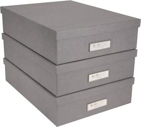 img 1 attached to Stylish Grey Bigso Oskar Fiberboard Label Frame Document Letter 📦 Box, 3.3 x 10.2 x 13.8 inches - Convenient Storage Solution