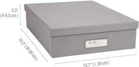 img 2 attached to Stylish Grey Bigso Oskar Fiberboard Label Frame Document Letter 📦 Box, 3.3 x 10.2 x 13.8 inches - Convenient Storage Solution