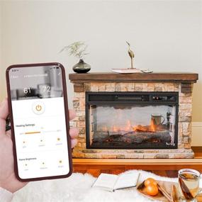 img 2 attached to 🔥 e-Flame USA Telluride LED Electric Fireplace Stove with Faux Wood & Stone Mantel - Remote Control - 3D Log & Fire - Enhanced Packaging for Fall 2021