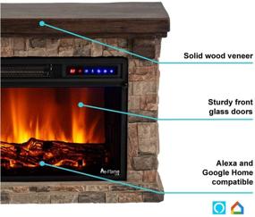 img 3 attached to 🔥 e-Flame USA Telluride LED Electric Fireplace Stove with Faux Wood & Stone Mantel - Remote Control - 3D Log & Fire - Enhanced Packaging for Fall 2021