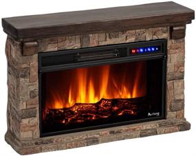 img 4 attached to 🔥 e-Flame USA Telluride LED Electric Fireplace Stove with Faux Wood & Stone Mantel - Remote Control - 3D Log & Fire - Enhanced Packaging for Fall 2021