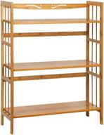 c&ahome bamboo 3-tier bookshelf: free-standing storage shelf for living room, bathroom, kitchen - natural design with max 35lbs load per shelf логотип