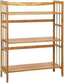 img 4 attached to C&AHOME Bamboo 3-Tier Bookshelf: Free-Standing Storage Shelf for Living Room, Bathroom, Kitchen - Natural Design with Max 35LBS Load Per Shelf