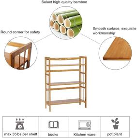 img 2 attached to C&AHOME Bamboo 3-Tier Bookshelf: Free-Standing Storage Shelf for Living Room, Bathroom, Kitchen - Natural Design with Max 35LBS Load Per Shelf