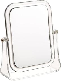 img 3 attached to 🪞 Folding Hand Mirror with Stand: Acrylic Cosmetic Makeup Mirror - Compact, Transparent, 7.1 x 8.3 x 2.2 in