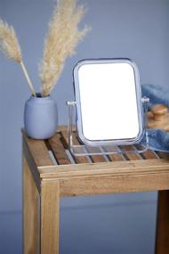img 2 attached to 🪞 Folding Hand Mirror with Stand: Acrylic Cosmetic Makeup Mirror - Compact, Transparent, 7.1 x 8.3 x 2.2 in