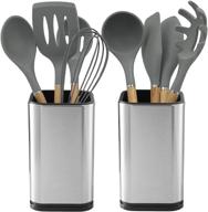 square stainless steel utensil holder caddy, 2-piece utensil organizer, 4l x 4w x 6.7h логотип