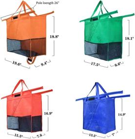 img 3 attached to 🛒 Haiphisi Trolley Bags - Set of 4 Reusable Grocery Shopping Cart Bags with Cooler Bag - Convenient, Durable, and Versatile - Various Colors and Sizes - Detachable and Foldable (Orange, Green, Red, Blue)