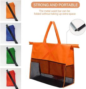 img 2 attached to 🛒 Haiphisi Trolley Bags - Set of 4 Reusable Grocery Shopping Cart Bags with Cooler Bag - Convenient, Durable, and Versatile - Various Colors and Sizes - Detachable and Foldable (Orange, Green, Red, Blue)