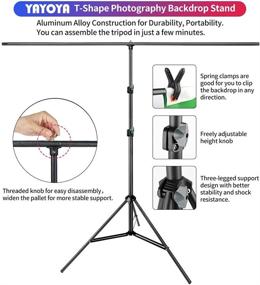 img 2 attached to 📸 YAYOYA Комплект для стенда фоновых экранов, бело-зеленый - 2-в-1 обратимый хромакей-экран зеленого цвета и фон белого цвета (5x6,5 футов) + Портативный стенд поддержки фона в форме Т - идеально подходит для прямого эфира и съемки портретов.
