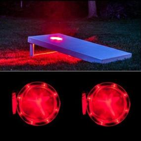 img 2 attached to 🌽 Cornhole Board Lights Set of 2 - Waterproof LED Lights for Standard 6" Boards Ring - Weather Resistant - Long Lasting - Easy to Install - Enhance Your Tailgates Backyard Lawn Toss Game Experience